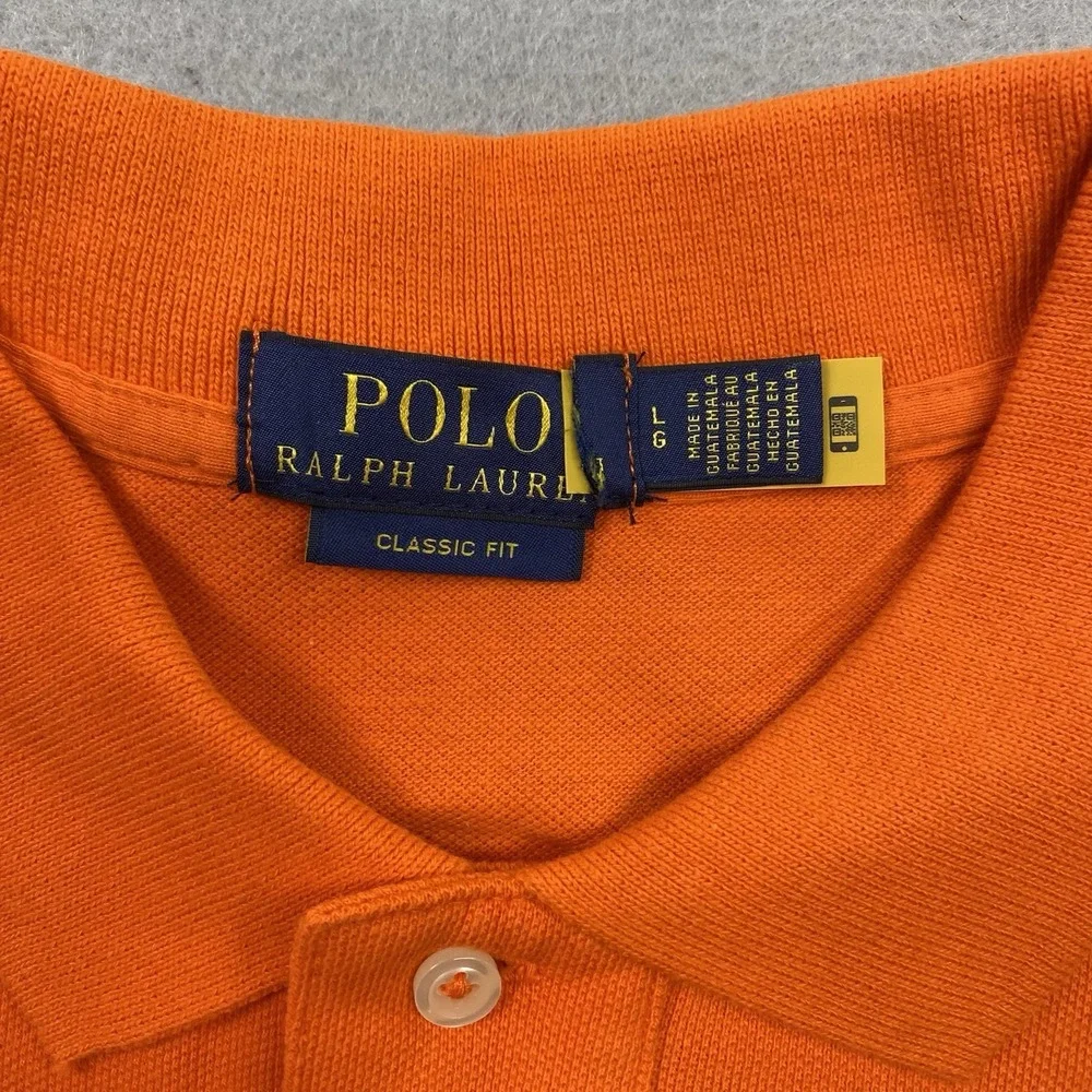 Polo Ralph Lauren Polo Shirt Mens Large Orange Classic Fit Short Sleeve Pony